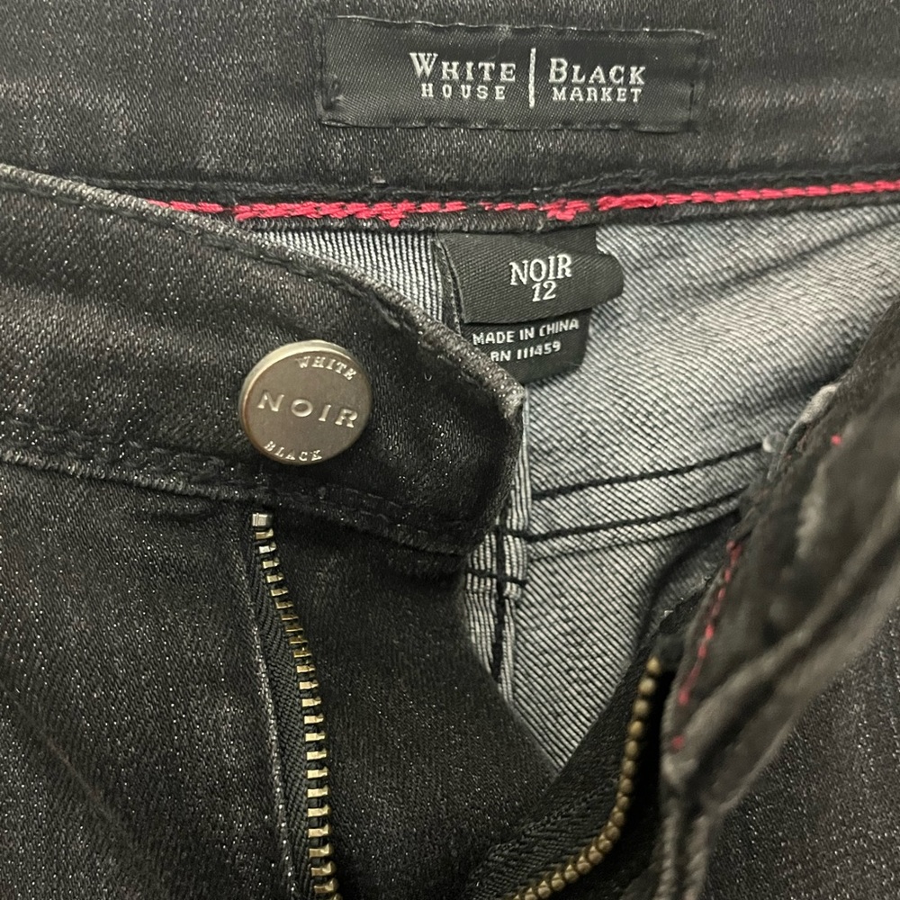 White House Black Market Slim Black Noir Jeans Size 12 - Picture 6 of 14